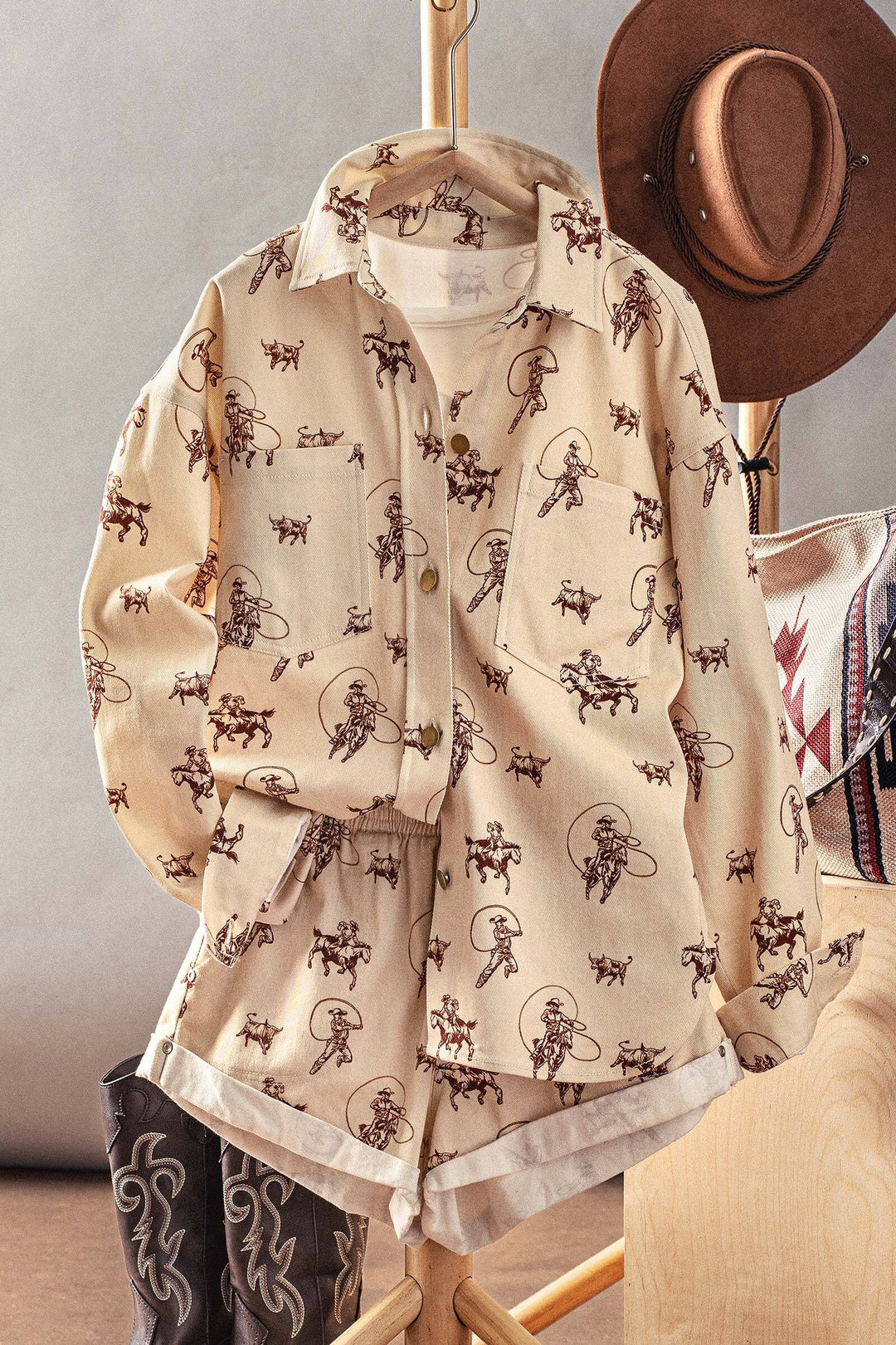 Rodeo Roundup Button-Up in Ivory - Women's Wholesale Jackets & Outerwear | Trend Notes