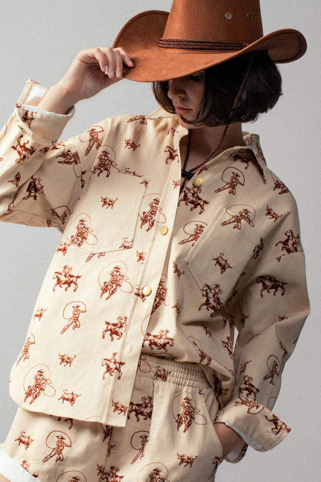 Rodeo Roundup Button-Up in Ivory - Women's Wholesale Jackets & Outerwear | Trend Notes