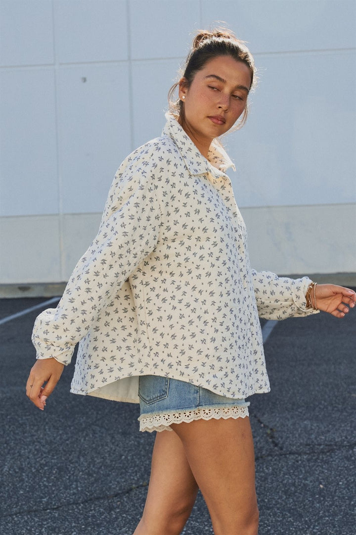 Ditsy Floral Quilted Cotton Jacket in Ivory - Women's Wholesale Jackets & Blazers | Trend Notes