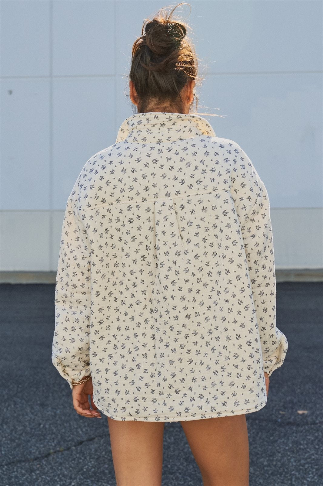 Ditsy Floral Quilted Cotton Jacket in Ivory - Women's Wholesale Jackets & Blazers | Trend Notes
