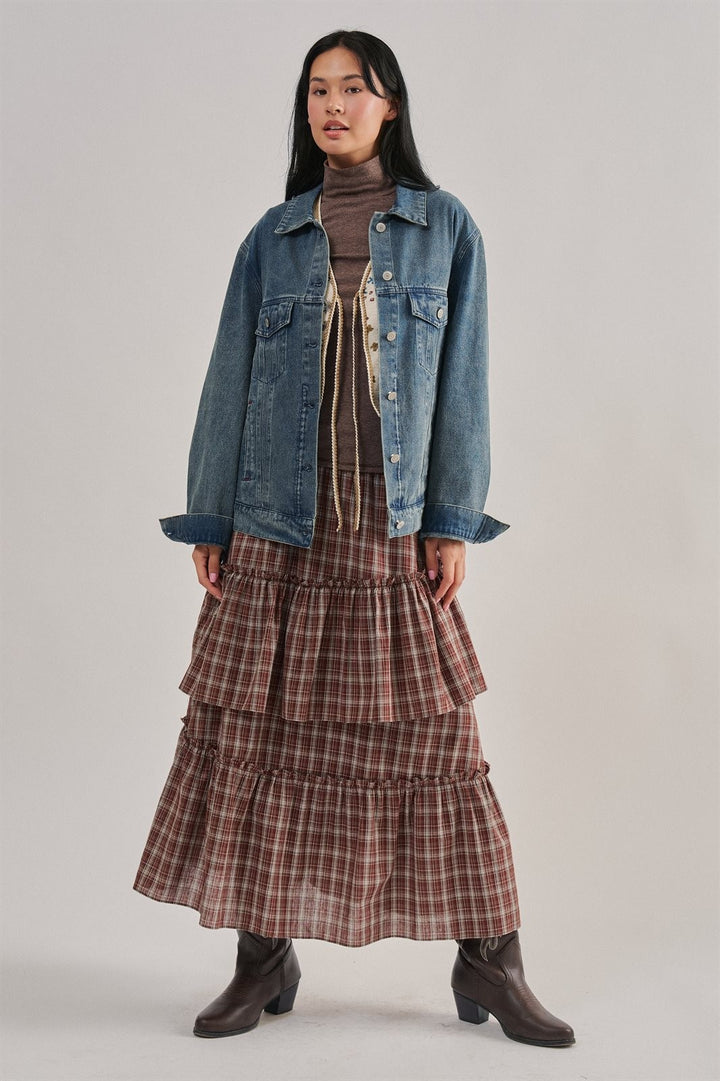 Embroidered Cotton Denim Western Trucker Jacket in Denim - Women's Wholesale Jackets & Blazers | Trend Notes