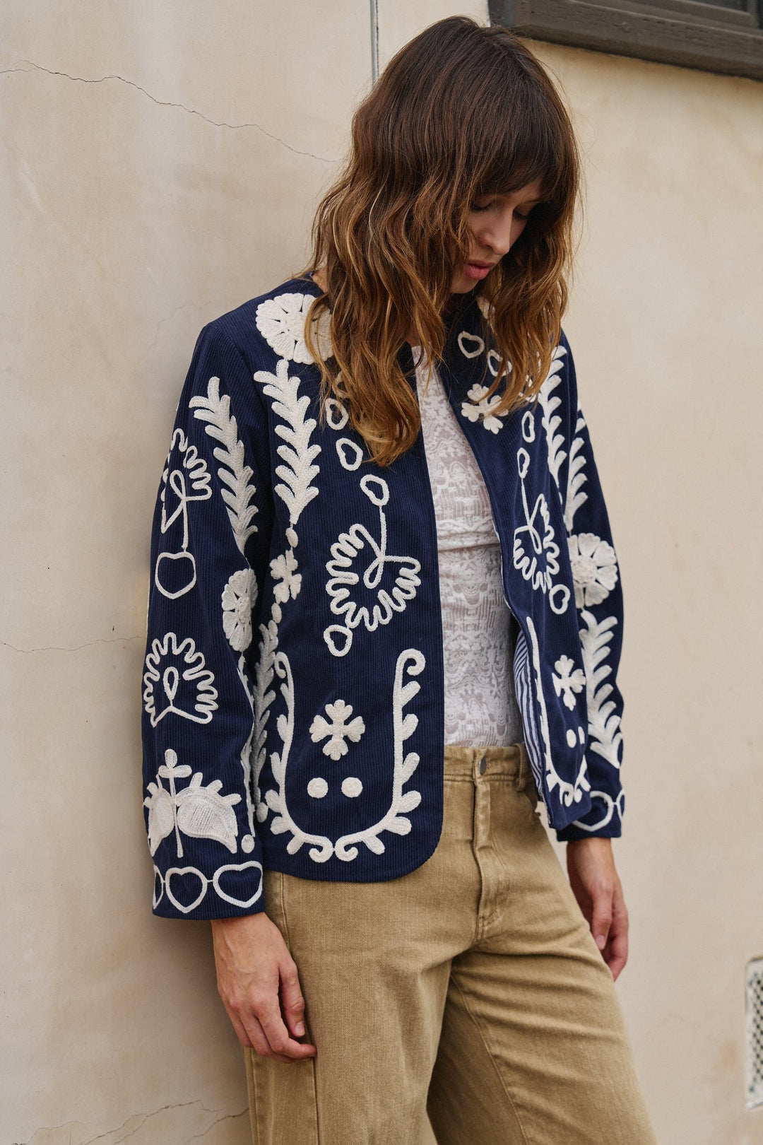 Heirloom Stitch Corduroy Jacket in Navy - Women's Wholesale Jackets & Blazers | Trend Notes