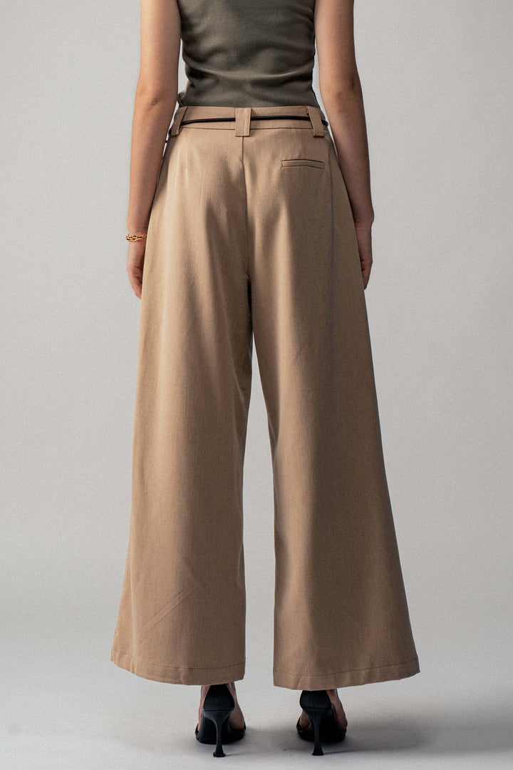 Sit Pretty Front Pleat Trousers in Khaki - Women's Wholesale Dress Pants | Trend Notes