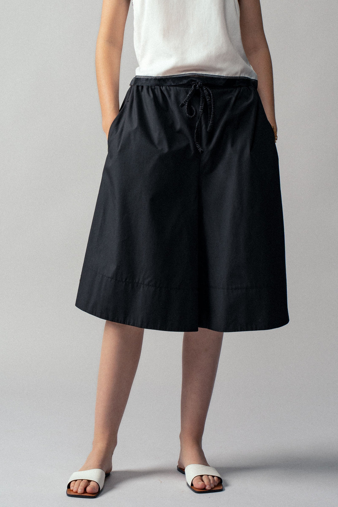Air Flow Wide-Leg Culotte Shorts in Black - Women's Wholesale Pants | Trend Notes