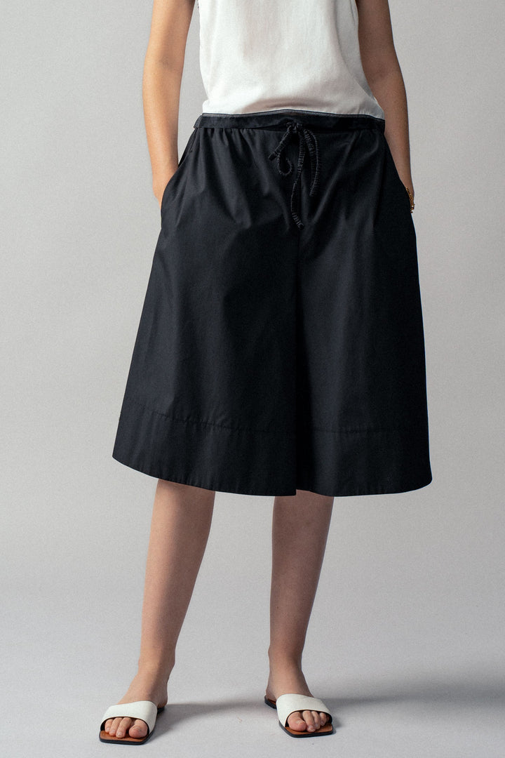 Air Flow Wide-Leg Culotte Shorts in Black - Women's Wholesale Pants | Trend Notes