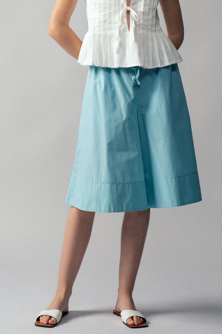 Air Flow Wide-Leg Culotte Shorts in Blue - Women's Wholesale Pants | Trend Notes
