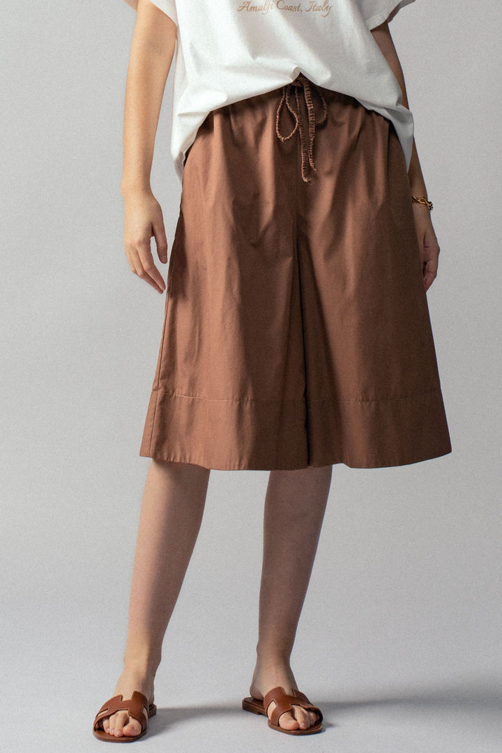 Air Flow Wide-Leg Culotte Shorts in Brown - Women's Wholesale Pants | Trend Notes