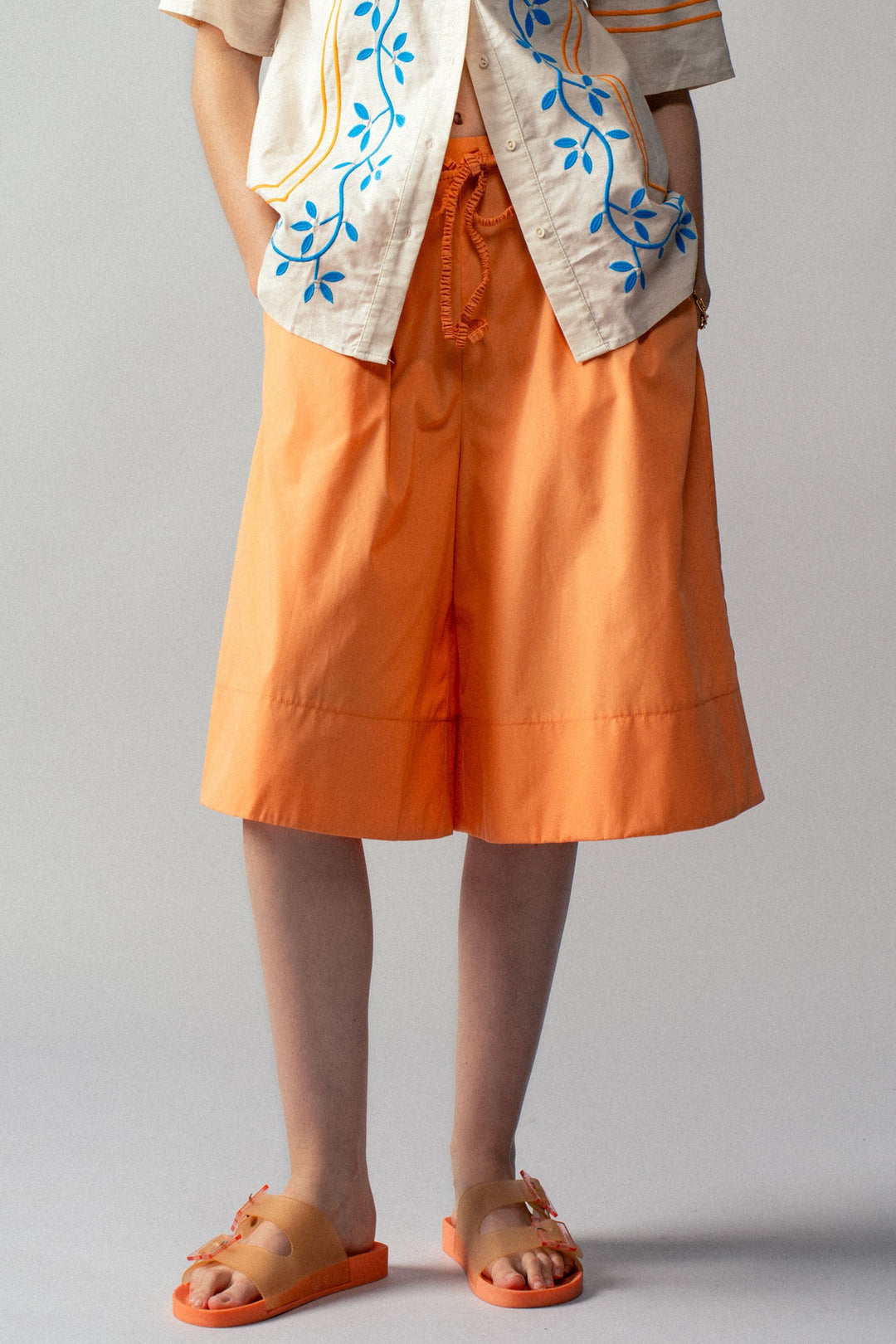 Air Flow Wide-Leg Culotte Shorts in Orange - Women's Wholesale Pants | Trend Notes