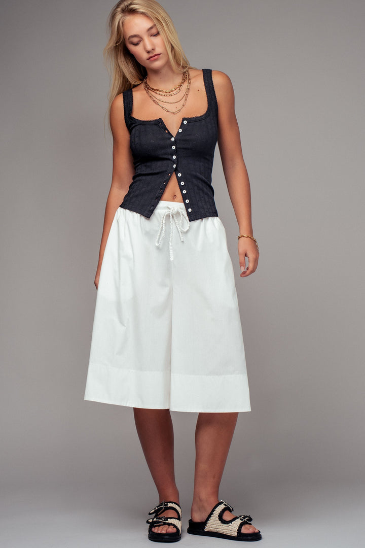 Air Flow Wide-Leg Culotte Shorts in White - Women's Wholesale Pants | Trend Notes