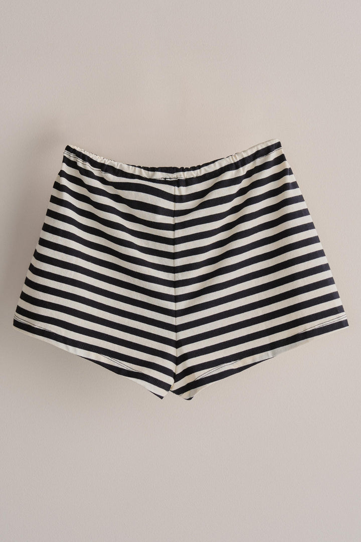 Laid Back Weekend Stripe Short in Ivory Navy - Women's Wholesale Pants | Trend Notes