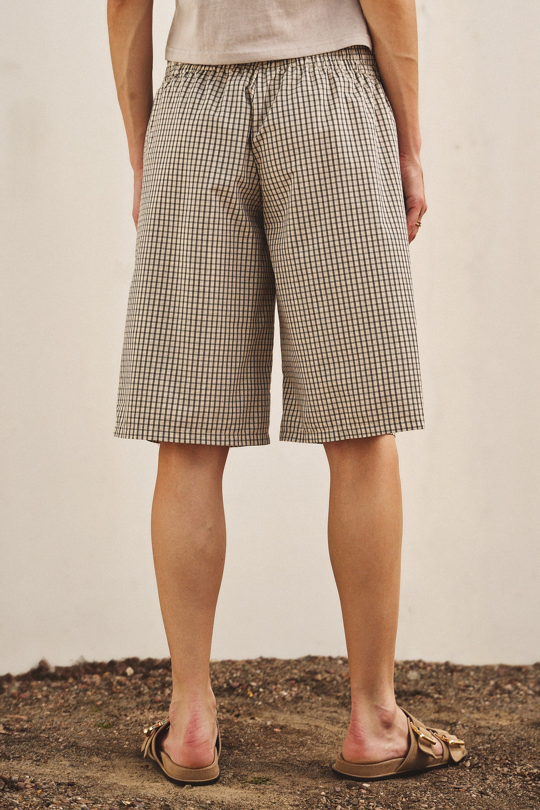 Laid Back Check Bermuda Short in Cream - Women's Wholesale Pants | Trend Notes