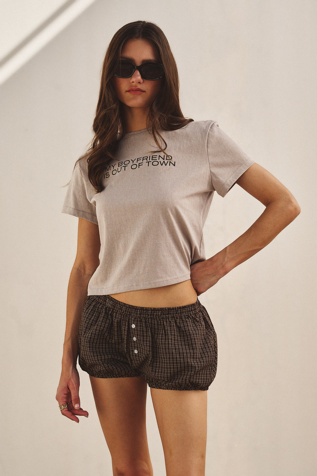 Cottage Charm Bubble Boxer Shorts in Brown - Women's Wholesale Pants | Trend Notes