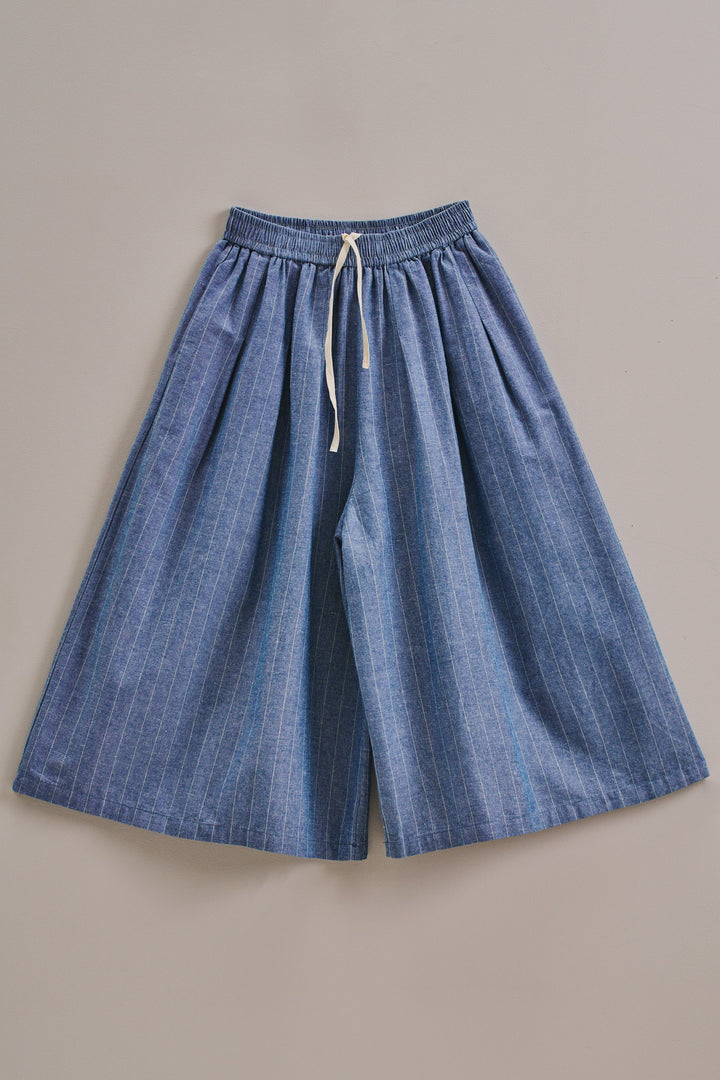 Breeze Stripe Wide-Leg Culotte Pants in Blue - Women's Wholesale Pants | Trend Notes