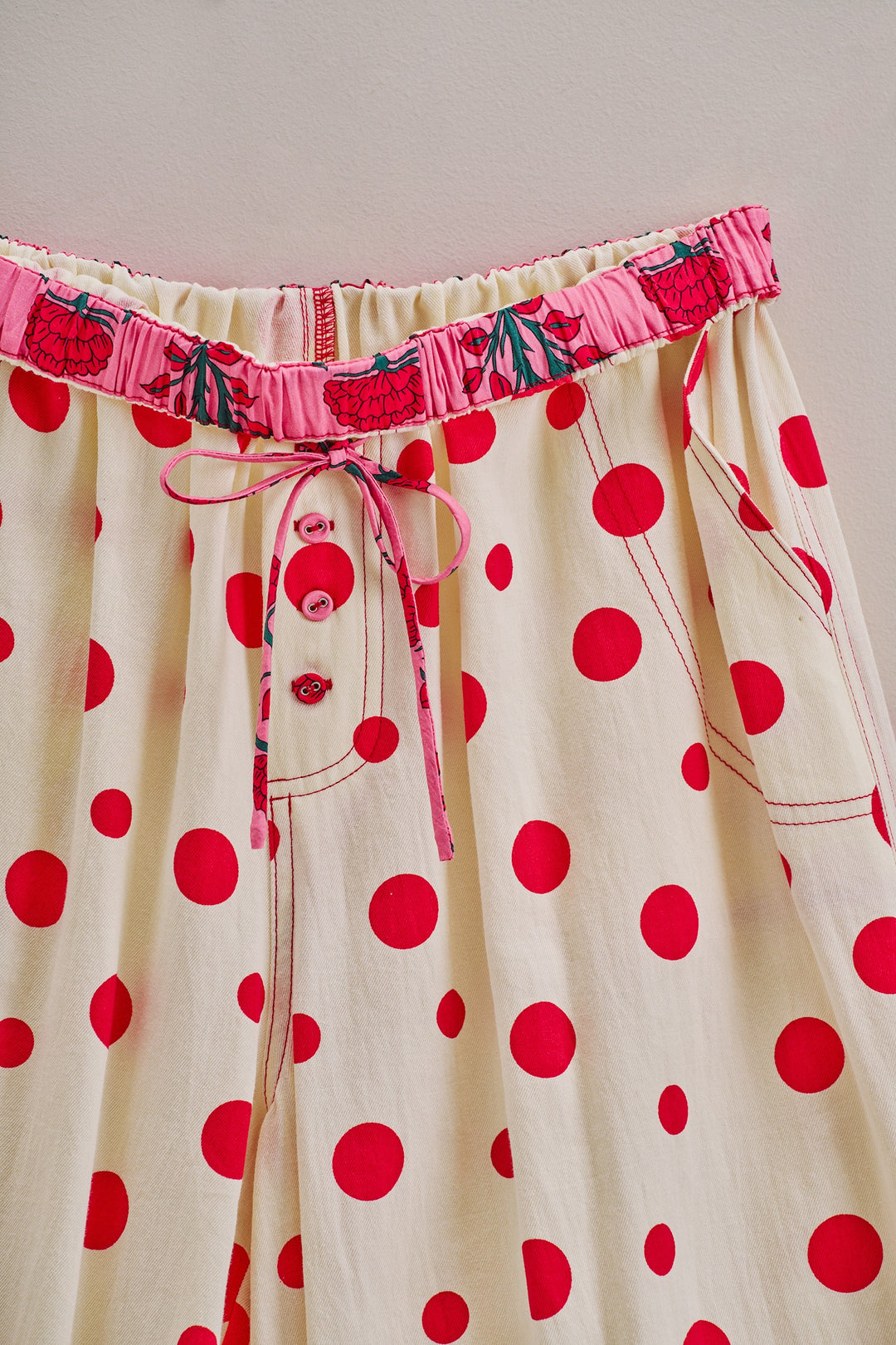 Retro Candy Pop Polka Dot Pants in Cream Red - Women's Wholesale Pants | Trend Notes