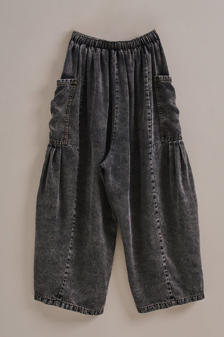 Washed Utility Wide-Leg Pants in Black - Women's Wholesale Pants | Trend Notes