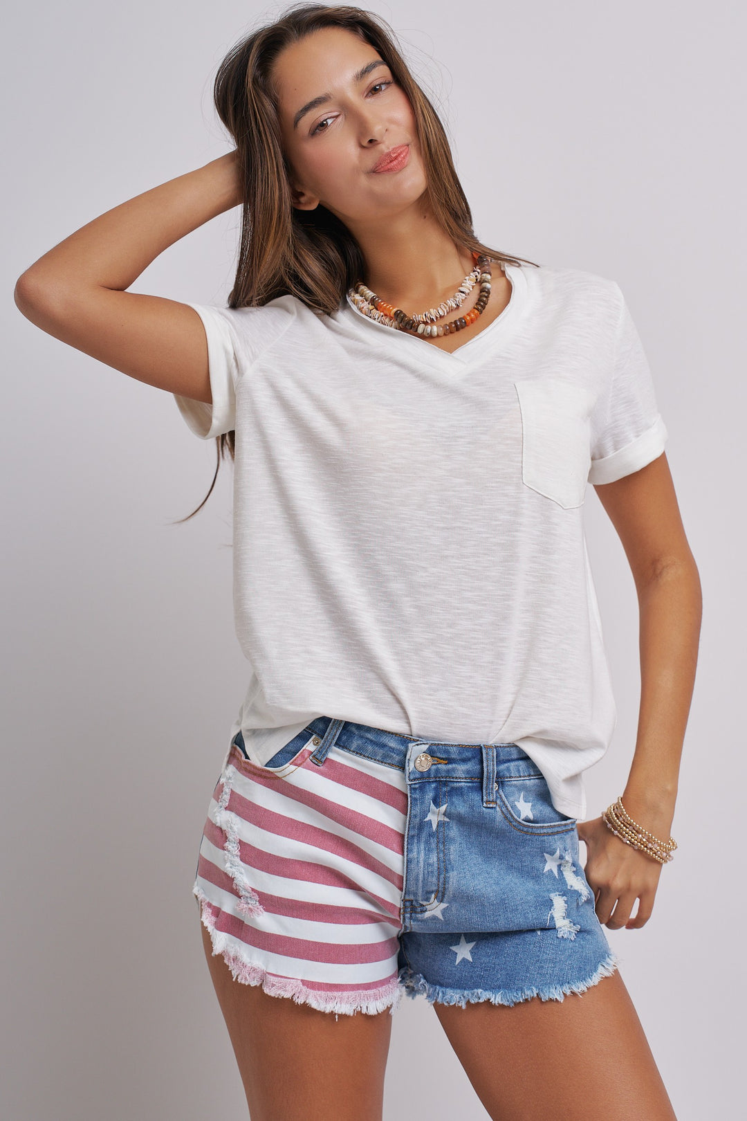 All American Girl Cutoff Denim Shorts in Lt Denim - Women's Wholesale Pants | Trend Notes