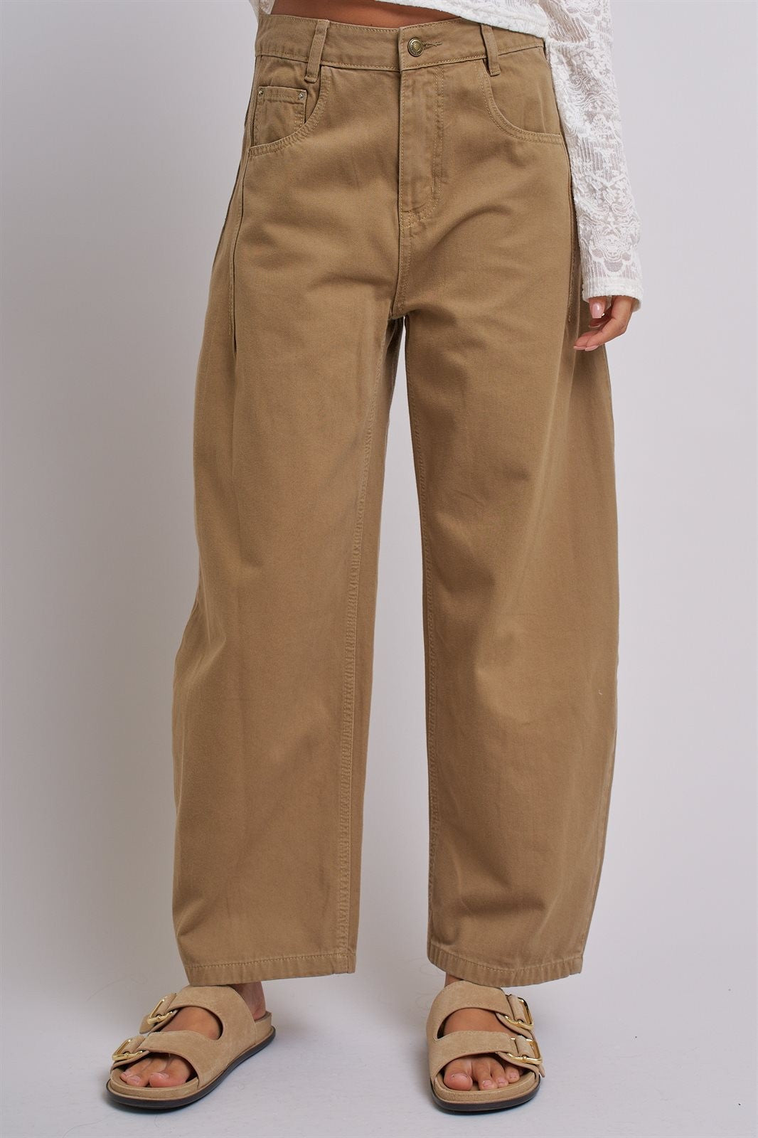 Modern Ease Barrel Pants in Camel - Women's Wholesale Pants | Trend Notes