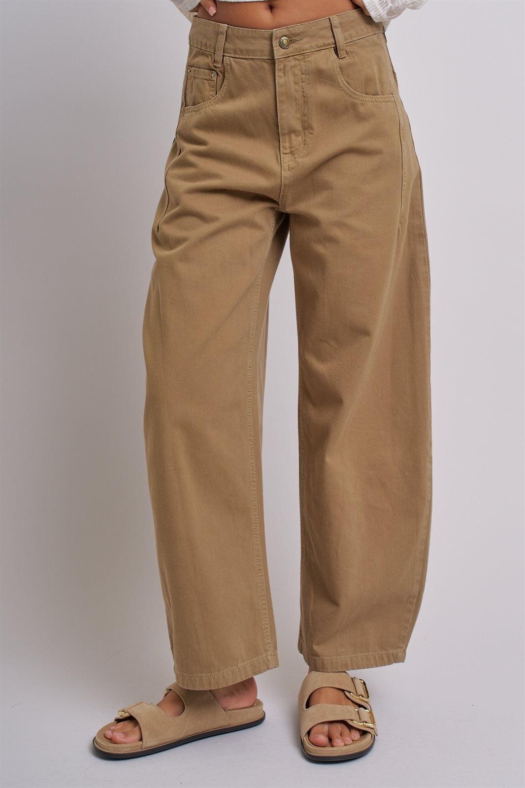 Modern Ease Barrel Pants in Camel - Women's Wholesale Pants | Trend Notes
