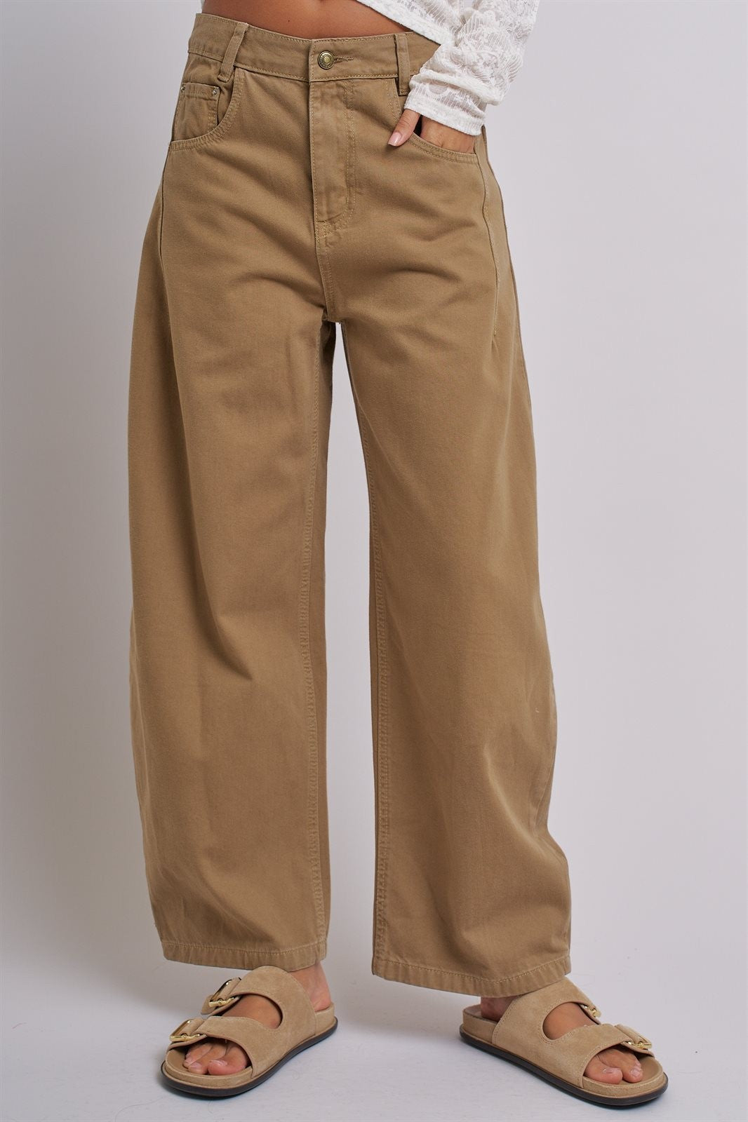 Modern Ease Barrel Pants in Camel - Women's Wholesale Pants | Trend Notes