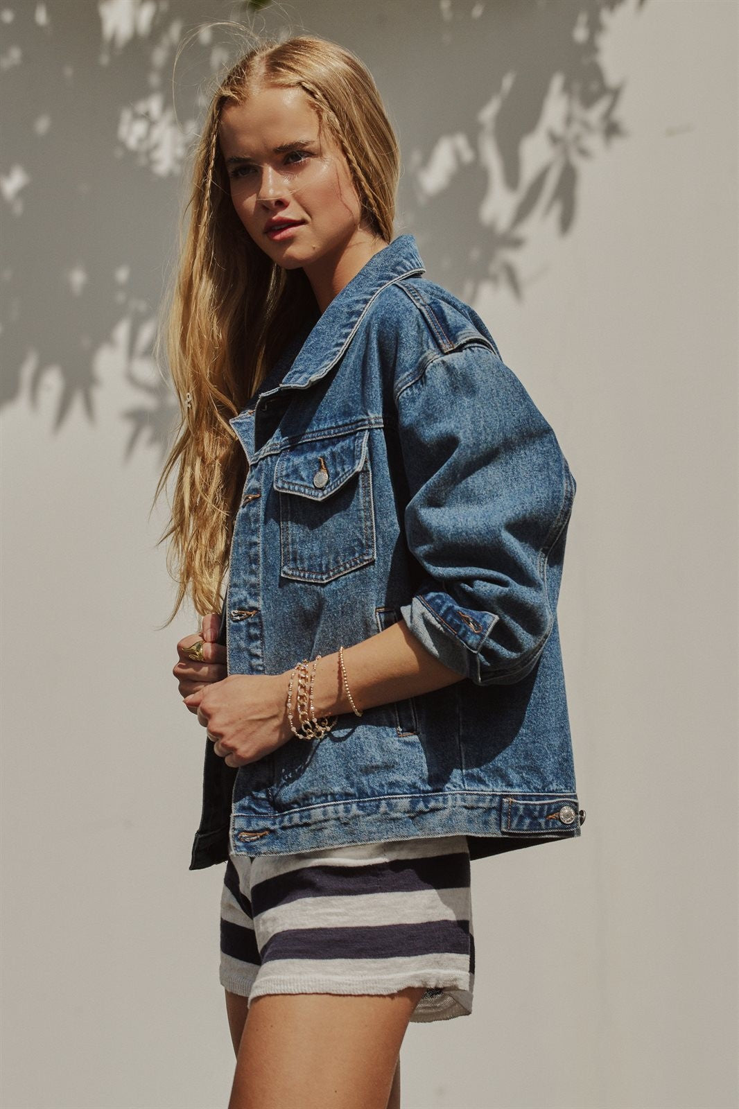 American Flag Patch Denim Jacket Patriotic 4th of July Ameri in Denim - Women's Wholesale Pants | Trend Notes
