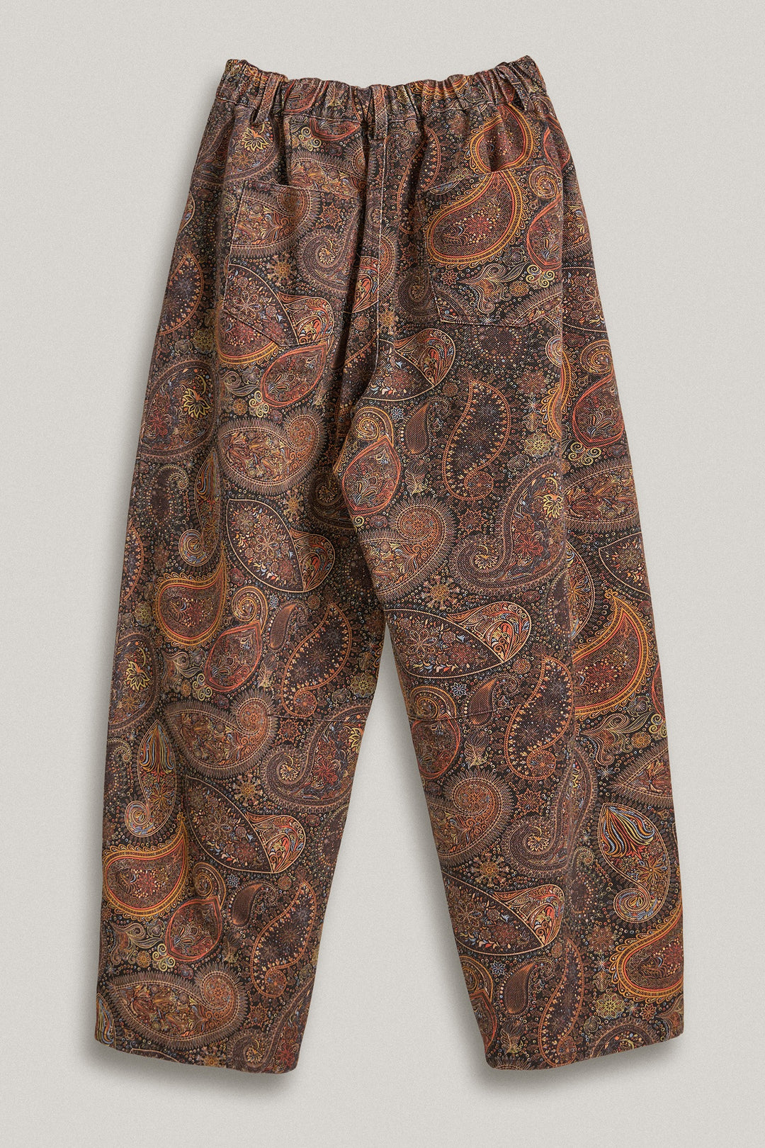 Paisley Print Denim Barrel Leg Pants in Rich Brown in Brown - Women's Wholesale Casual Pants | Trend Notes