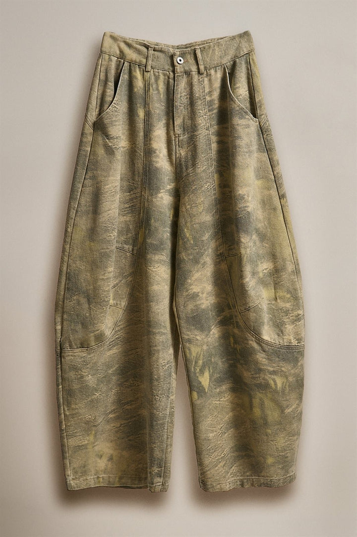 Camo Print Barrel Jeans Vintage Y2K Cargo Pants for Women in Olive Multi - Women's Wholesale Pants | Trend Notes