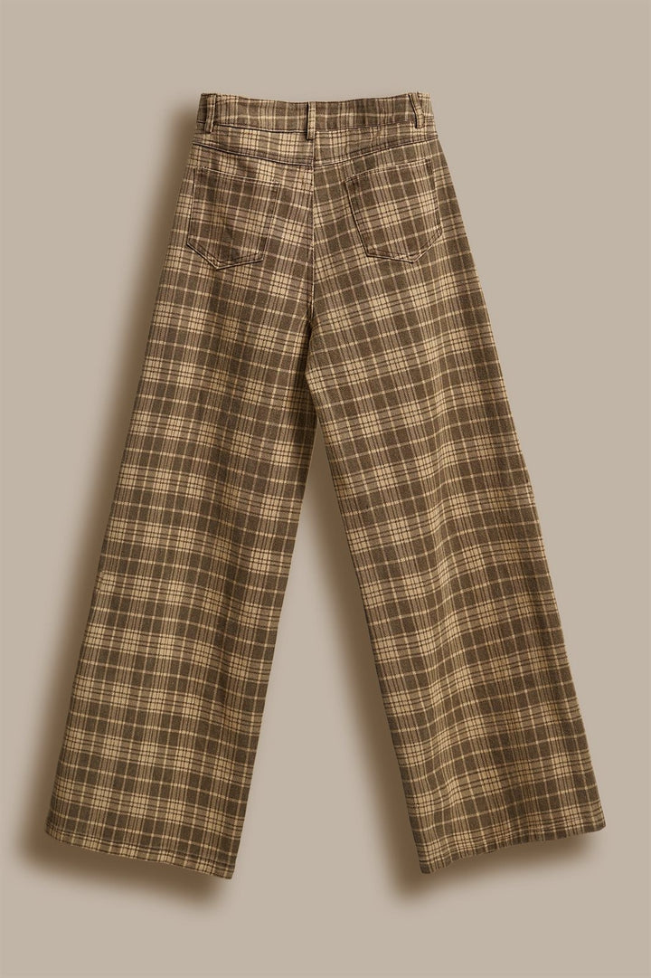 Checker Plaid Wide Leg Pants Y2K Vintage Western for Women in Brown - Women's Wholesale Pants | Trend Notes