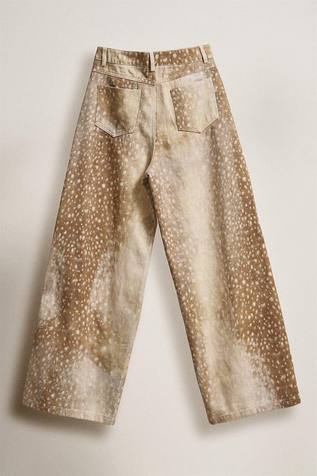 Vintage Deer Print Wide Leg Pants in Western Coastal Cowgirl in Khaki - Women's Wholesale Pants | Trend Notes
