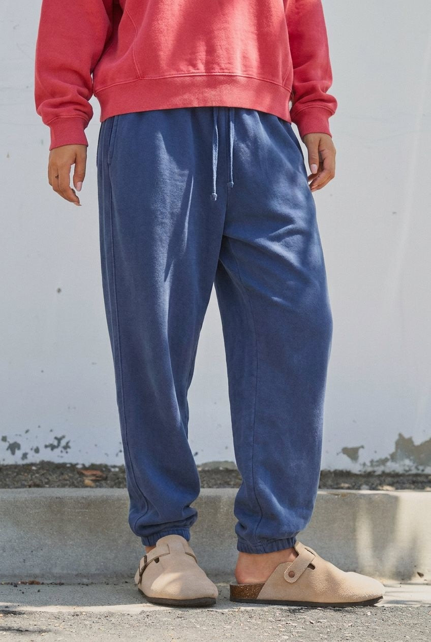 Garment Dyed French Terry Jogger Sweatpants in Navy - Women's Wholesale Casual Pants | Trend Notes