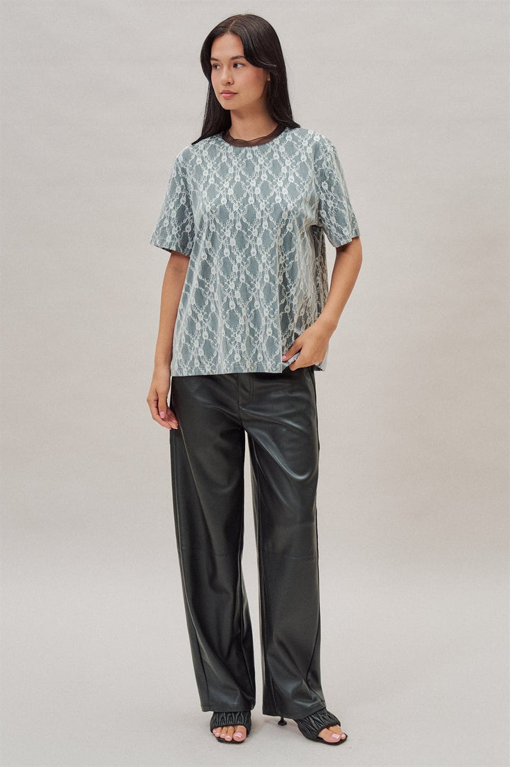 High Rise Faux Leather Barrel Leg Pant in Black - Women's Wholesale Casual Pants | Trend Notes