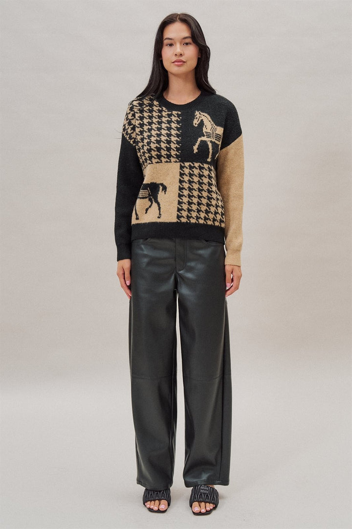 High Rise Faux Leather Barrel Leg Pant in Black - Women's Wholesale Casual Pants | Trend Notes