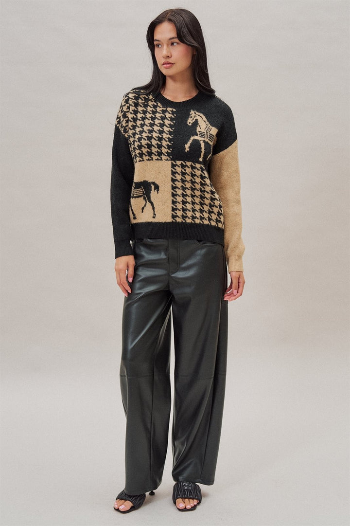 High Rise Faux Leather Barrel Leg Pant in Black - Women's Wholesale Casual Pants | Trend Notes