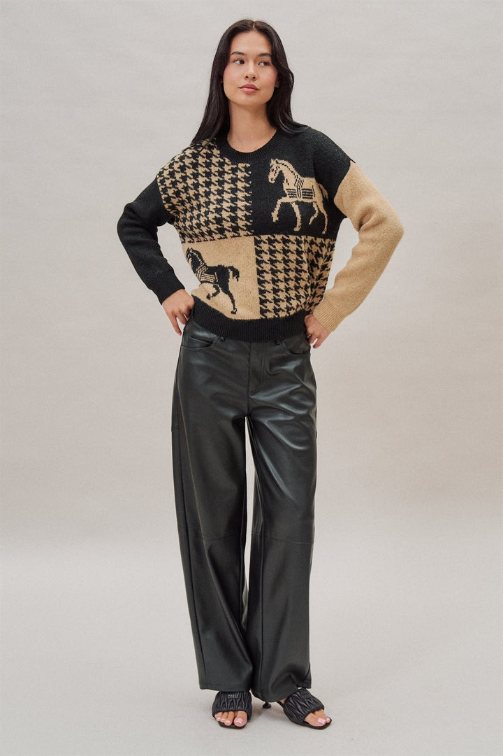 High Rise Faux Leather Barrel Leg Pant in Black - Women's Wholesale Casual Pants | Trend Notes