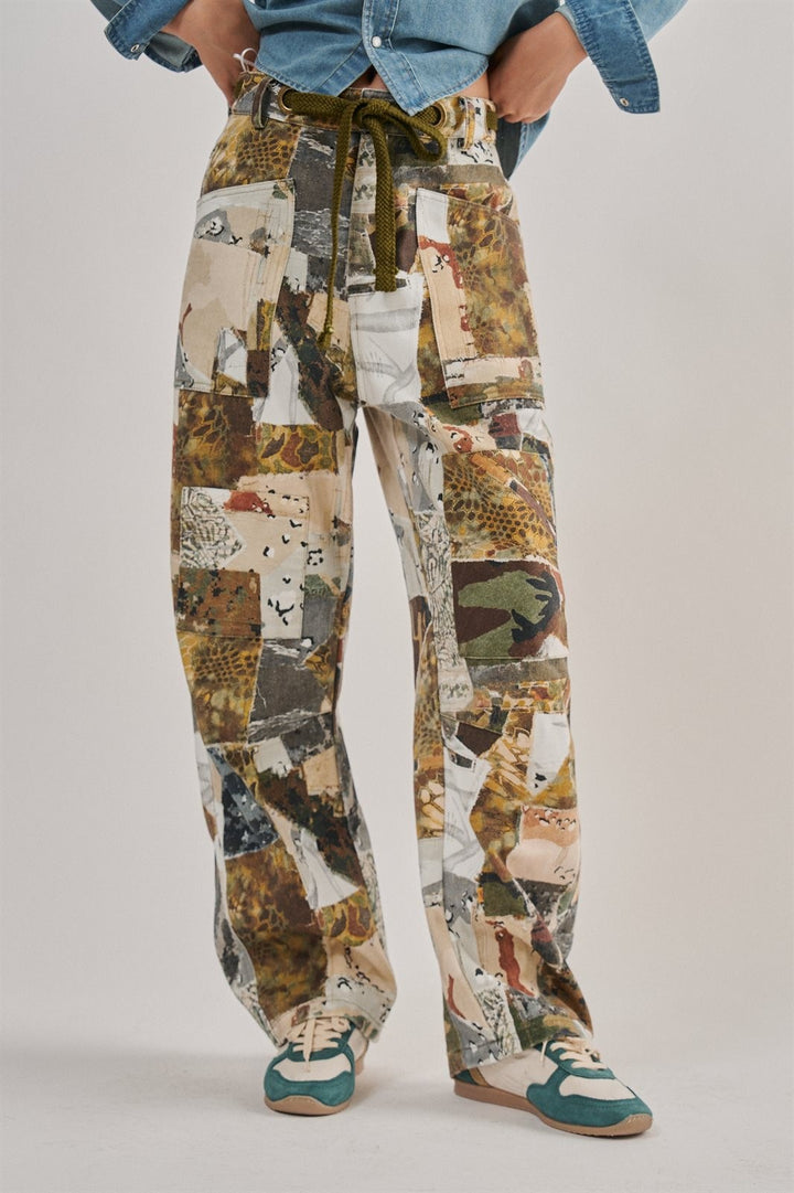 Camo Patchwork Wide Leg Cargo Pant in Multi - Women's Wholesale Casual Pants | Trend Notes