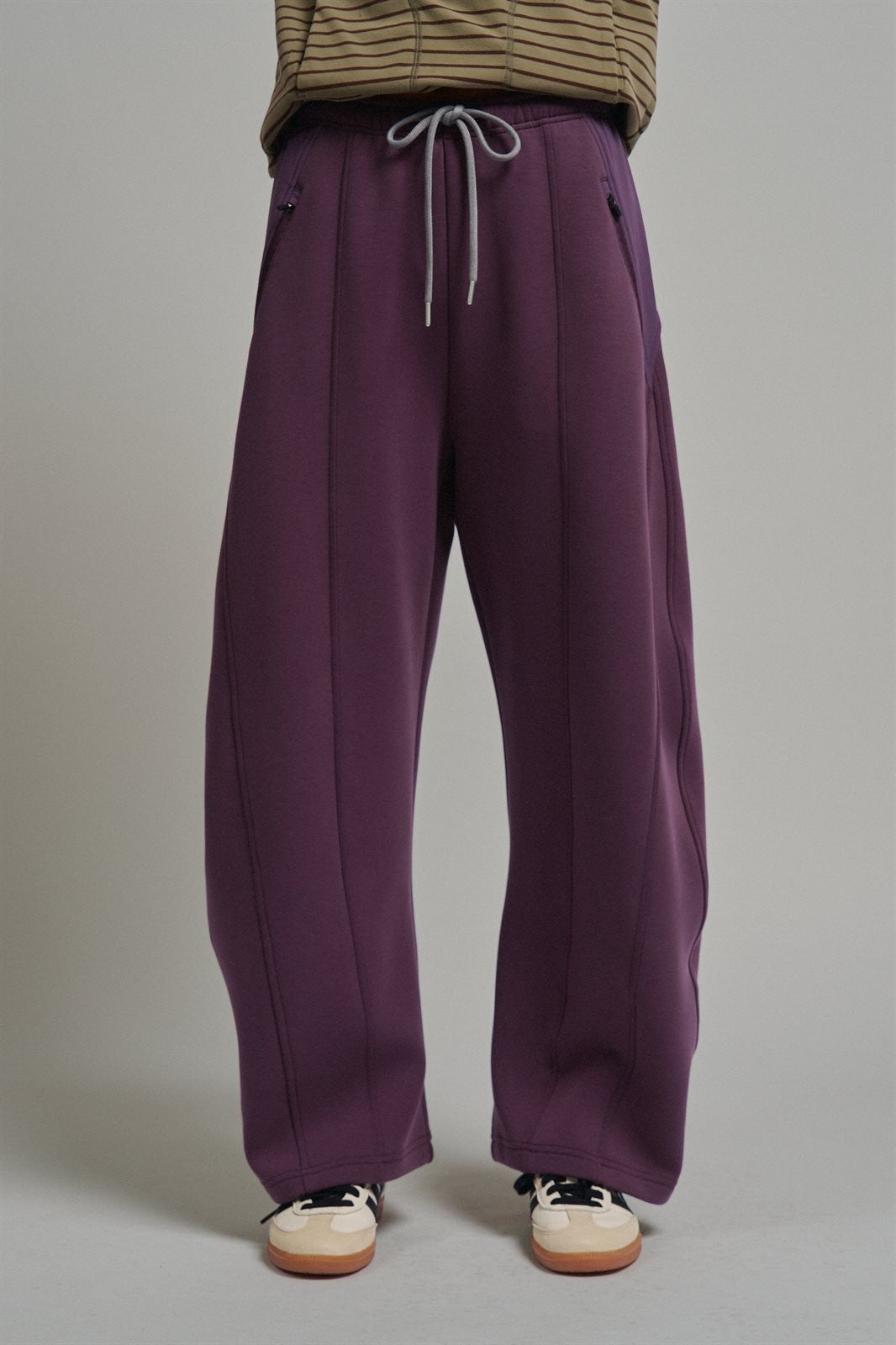 Fleece Lined Barrel Leg Sweatpant in Plum - Women's Wholesale Sweatpants & Joggers | Trend Notes