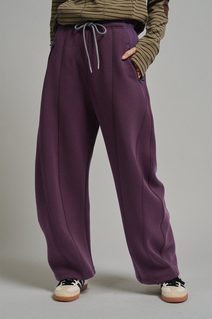 Fleece Lined Barrel Leg Sweatpant in Plum - Women's Wholesale Sweatpants & Joggers | Trend Notes