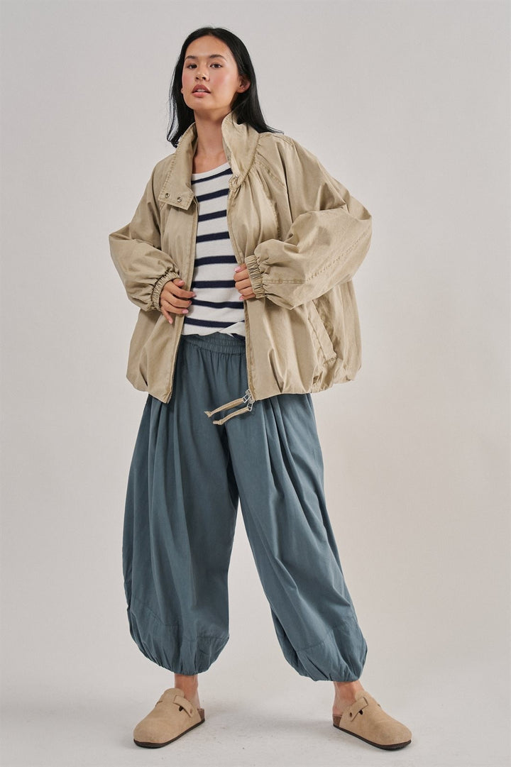 Balloon Hem Wide Leg Pants in Vintage Navy - Women's Wholesale Casual Pants | Trend Notes