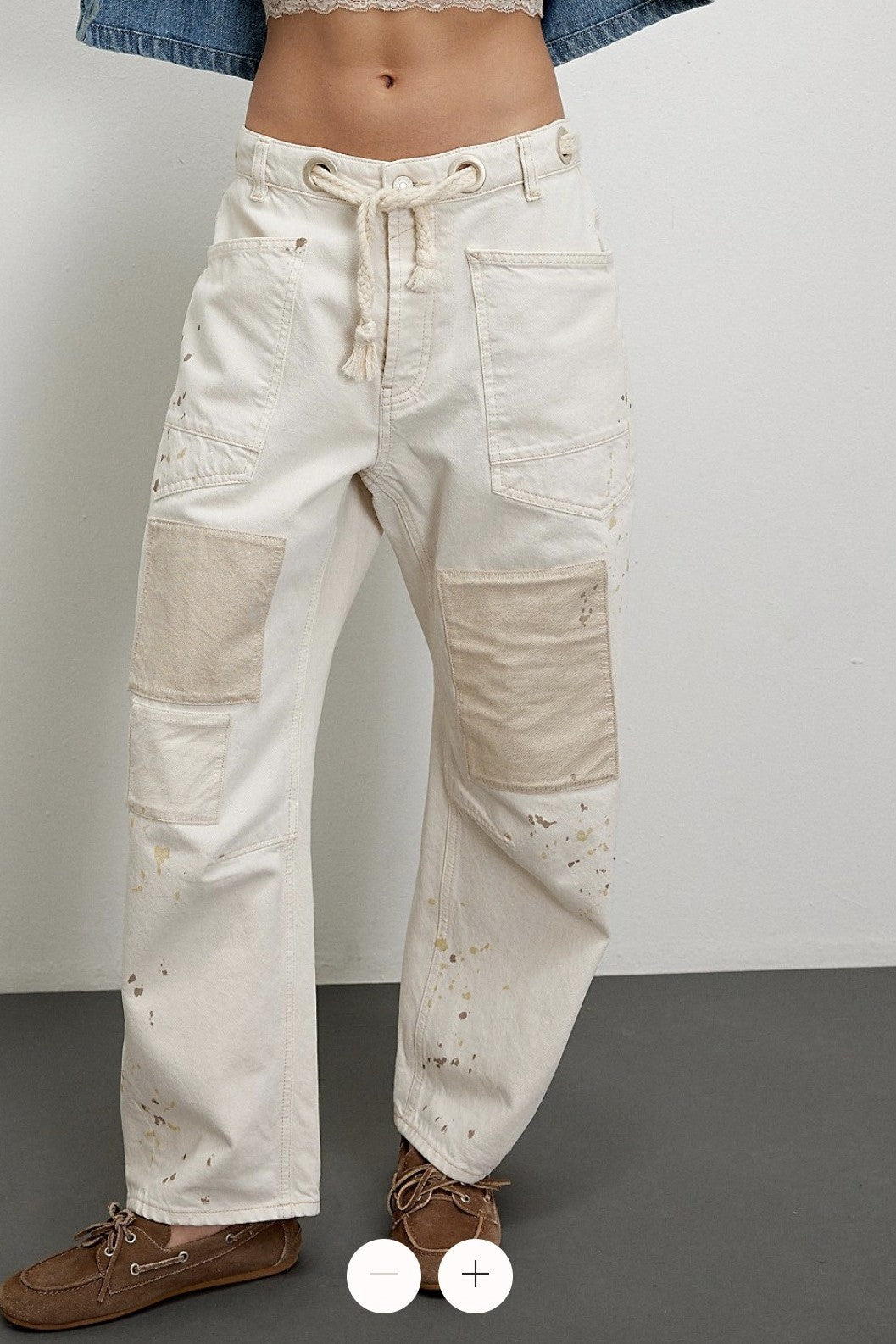 Field Note Patchwork Denim Pants in Denim - Women's Wholesale Casual Pants | Trend Notes