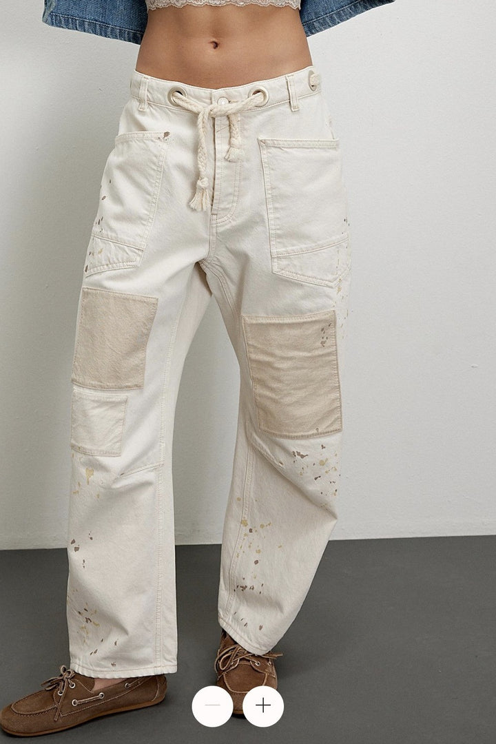 Field Note Patchwork Denim Pants in Denim - Women's Wholesale Casual Pants | Trend Notes