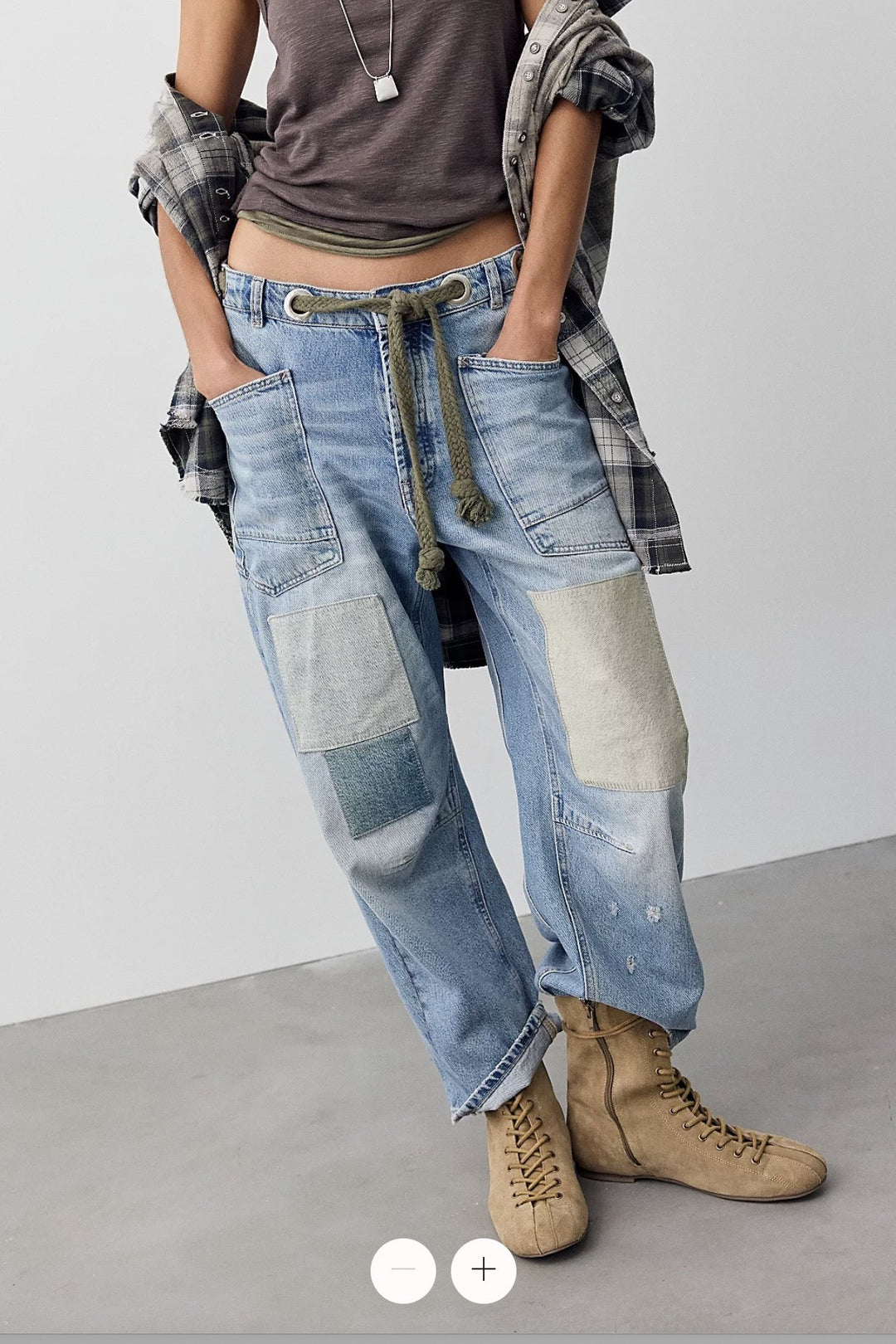 Field Note Patchwork Denim Pants in Denim - Women's Wholesale Casual Pants | Trend Notes