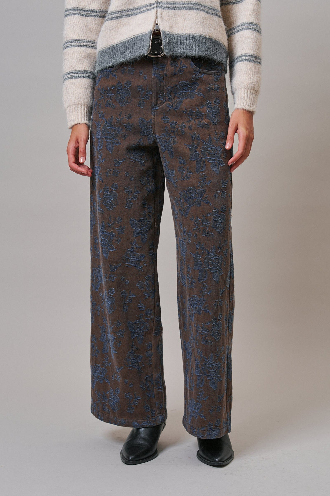 Wildflower Floral Wide Leg Pants in Brown - Women's Wholesale Casual Pants | Trend Notes