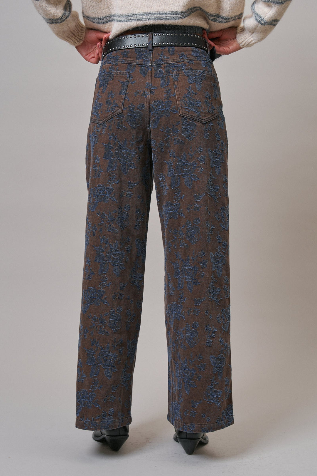 Wildflower Floral Wide Leg Pants in Brown - Women's Wholesale Casual Pants | Trend Notes