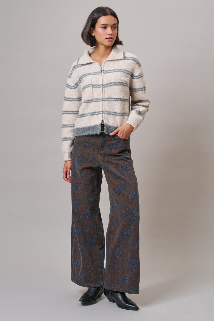 Wildflower Floral Wide Leg Pants in Brown - Women's Wholesale Casual Pants | Trend Notes
