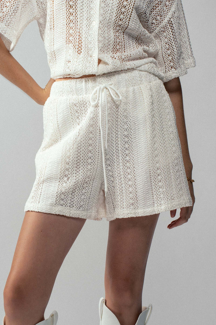 Crochet Boho Shorts for Summer Outfits in White - Women's Wholesale Casual Shorts | Trend Notes