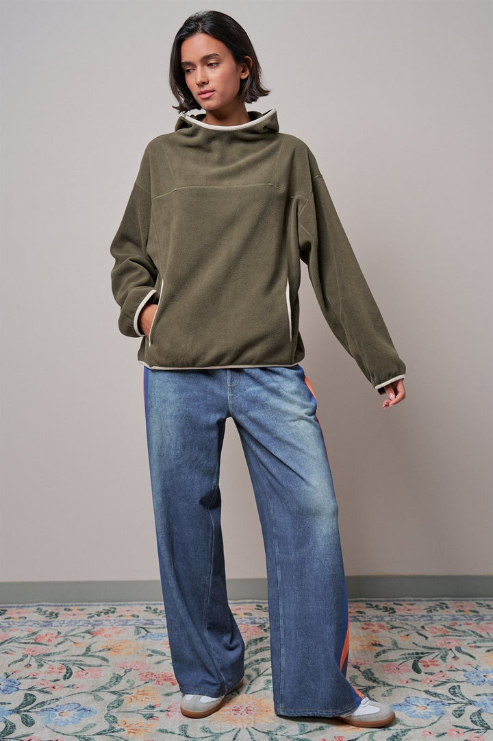 Fleece Mock Neck Pullover Top in Ivory - Women's Wholesale Sweatshirts & Hoodies | Trend Notes