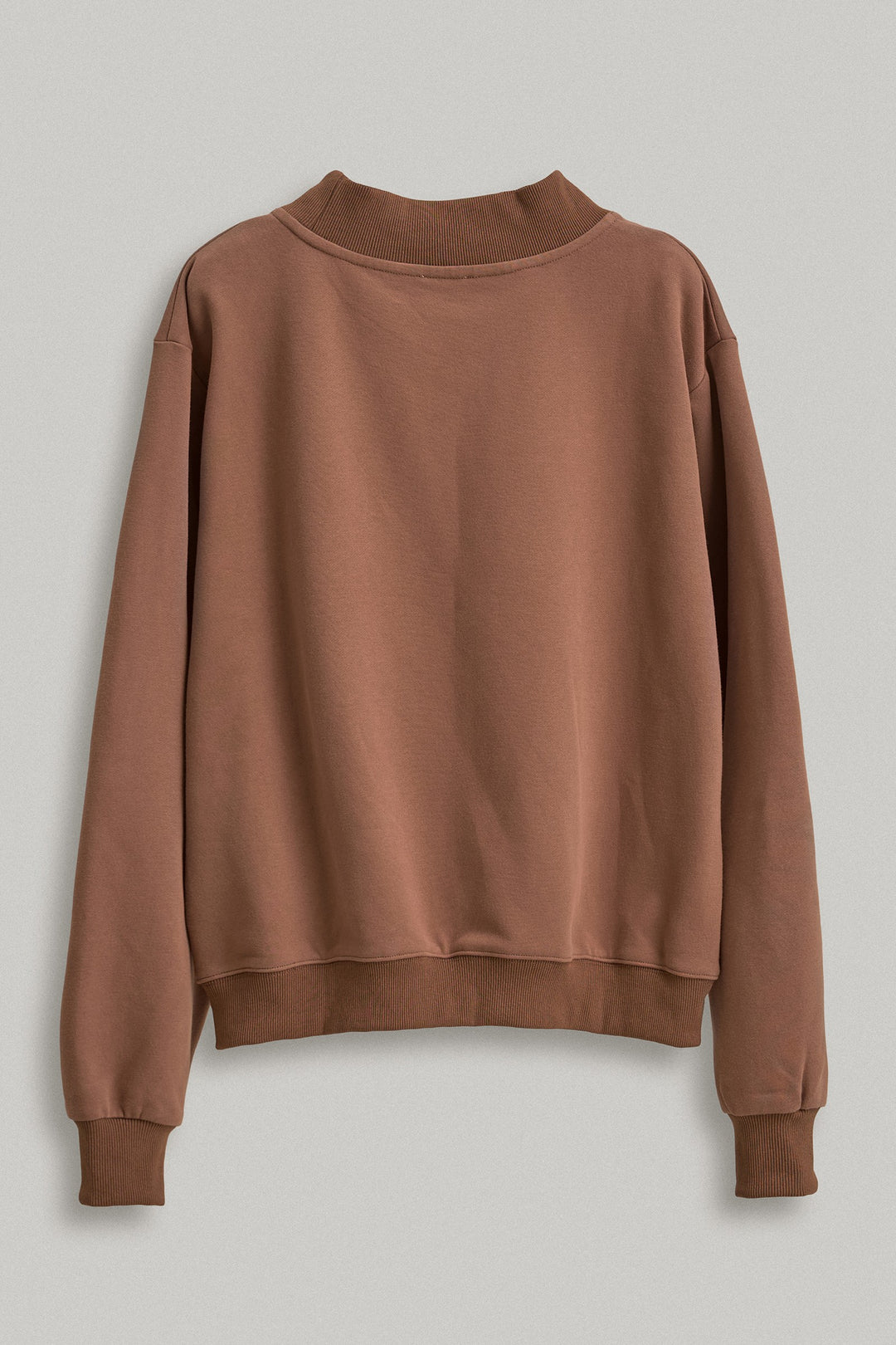 Faith Gingham Varsity Letter Mock Neck Sweatshirt in Brown - Women's Wholesale Shorts | Trend Notes