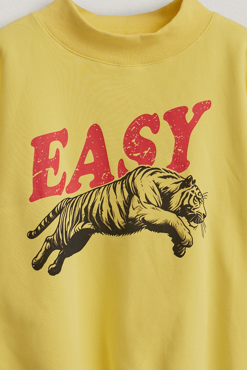 Easy Tiger Graphic Mock Neck Sweatshirt Brushed French Terry in Yellow - Women's Wholesale Shorts | Trend Notes