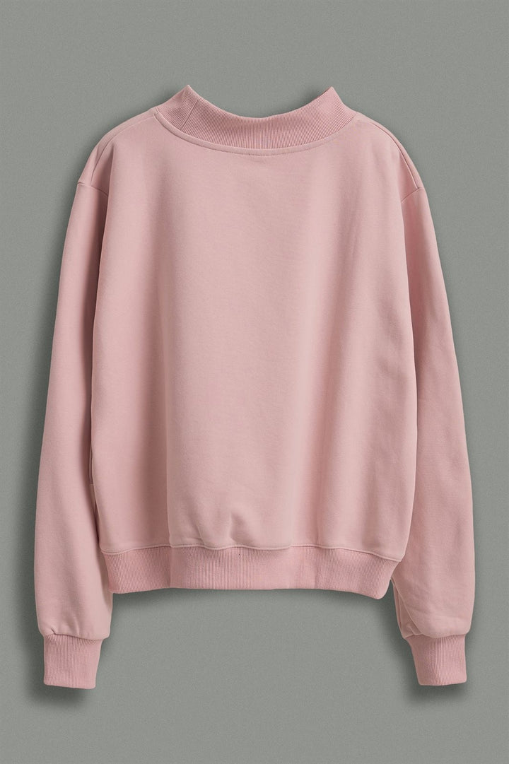 Mom's Favorite Varsity Print Mock Neck Sweatshirt in Pink - Women's Wholesale Shorts | Trend Notes