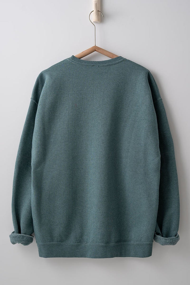 Oversized MERRY Glitter Graphic Sweatshirt in Green - Women's Wholesale Sweatshirts & Hoodies | Trend Notes
