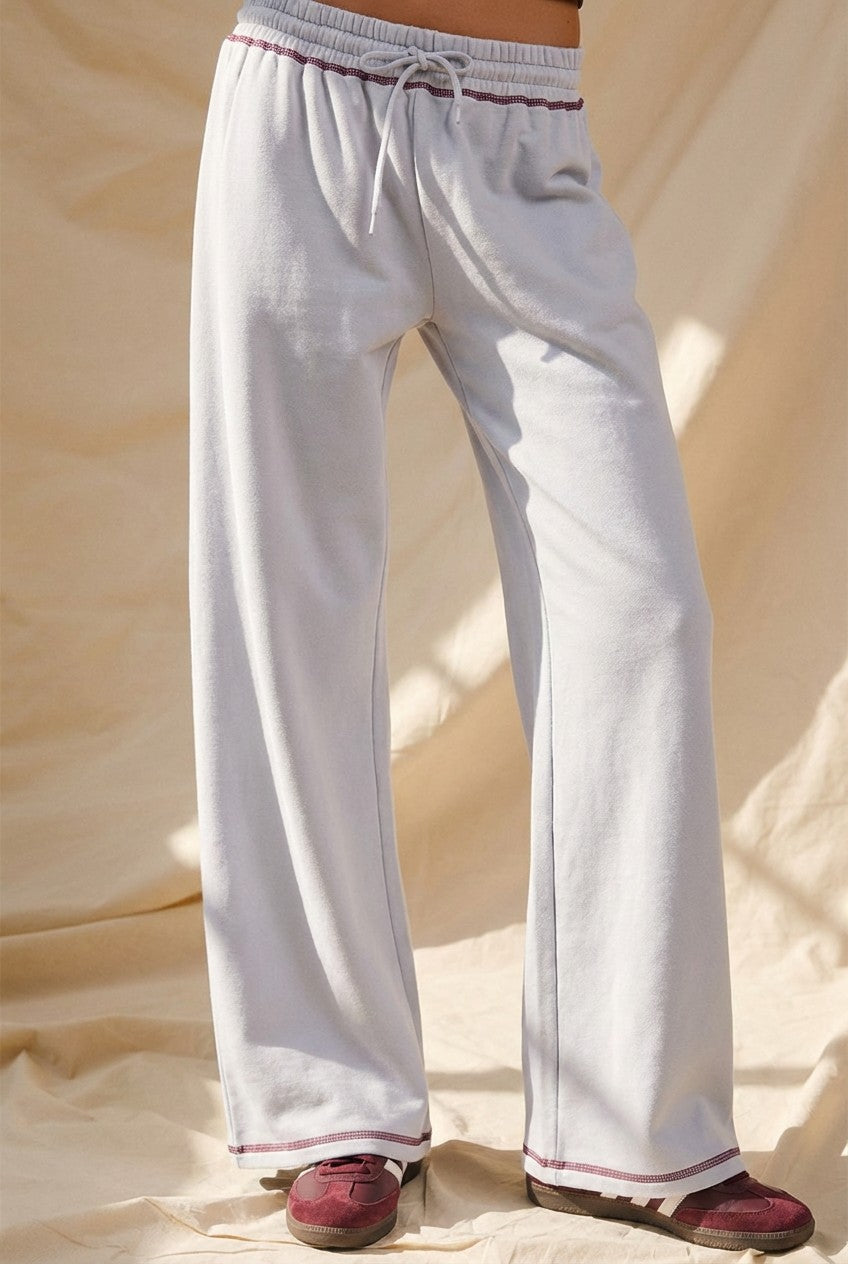 Sporty Stitch Wide-Leg Pants in Chalk - Women's Wholesale Fashion | Trend Notes